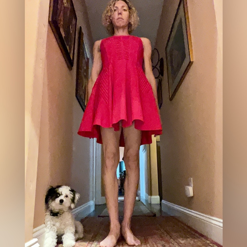 Parker Vibrant Red Valentine Textured Sleeveless dress